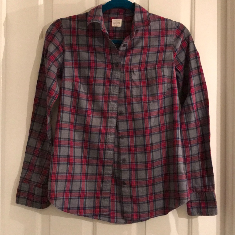 J. Crew Factory Grey Red Navy Flannel XXS 00